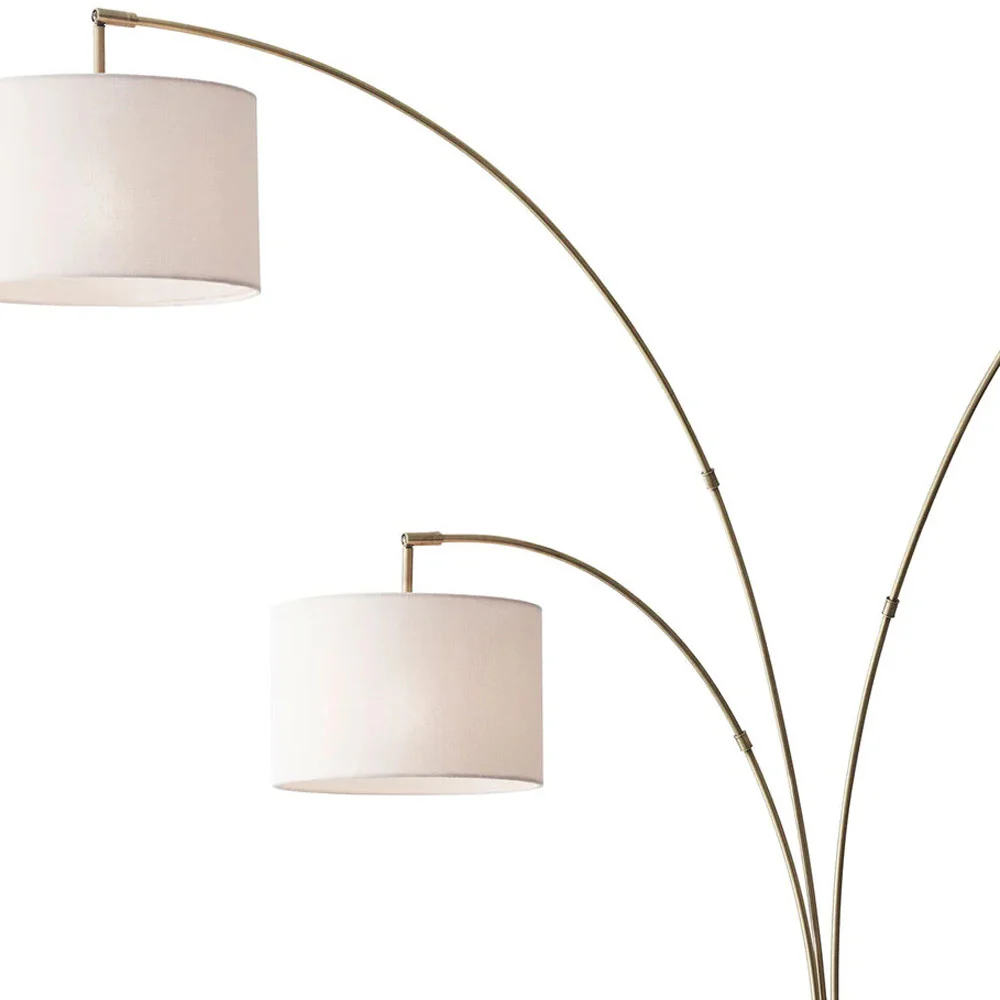 Three Light Floor Lamp Brass Metal Arc Arms - Image 2
