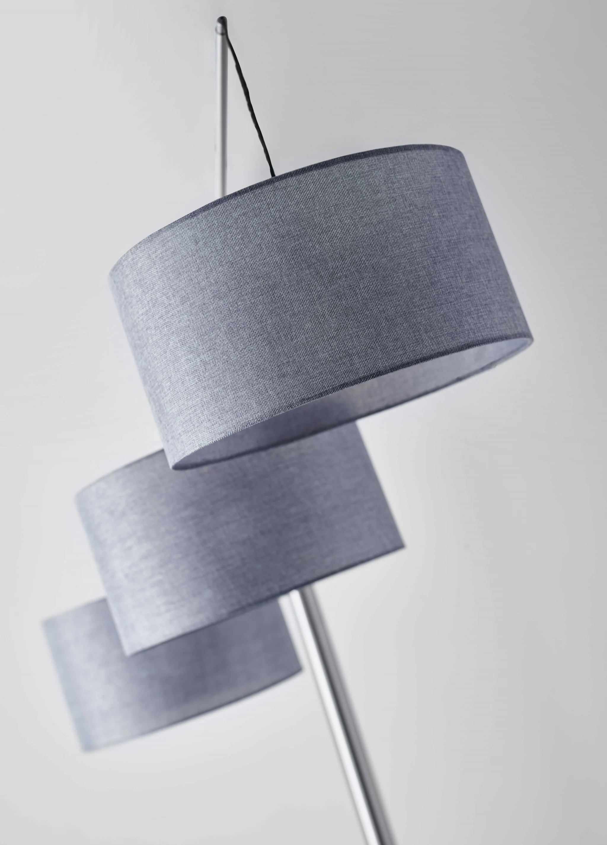 Three Light Floor Lamp Brushed Metal Swing Arms By Homeroots - Image 2