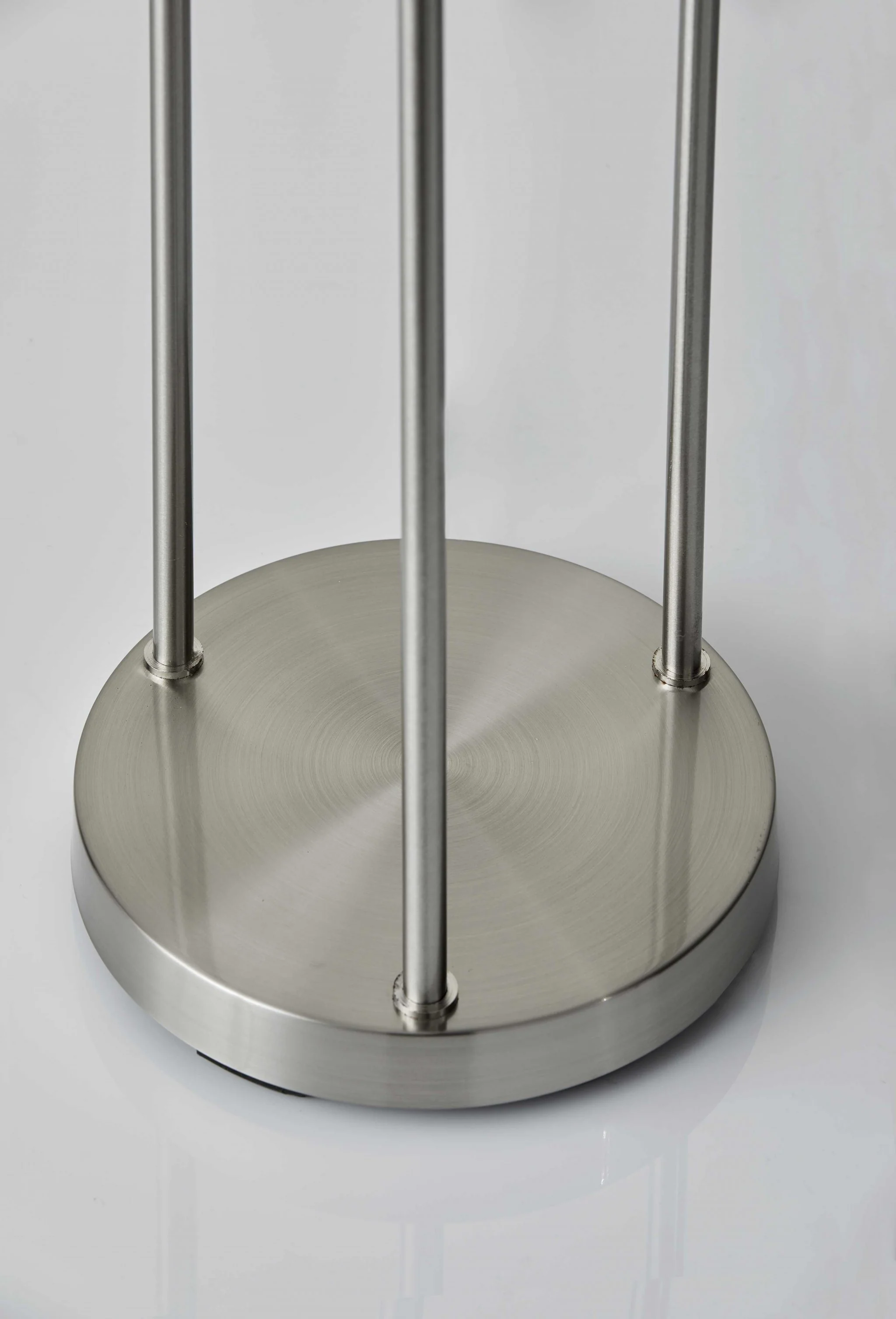 Three Light Floor Lamp in Brushed Steel with Two Clear Storage Shelves By Homeroots - Image 4
