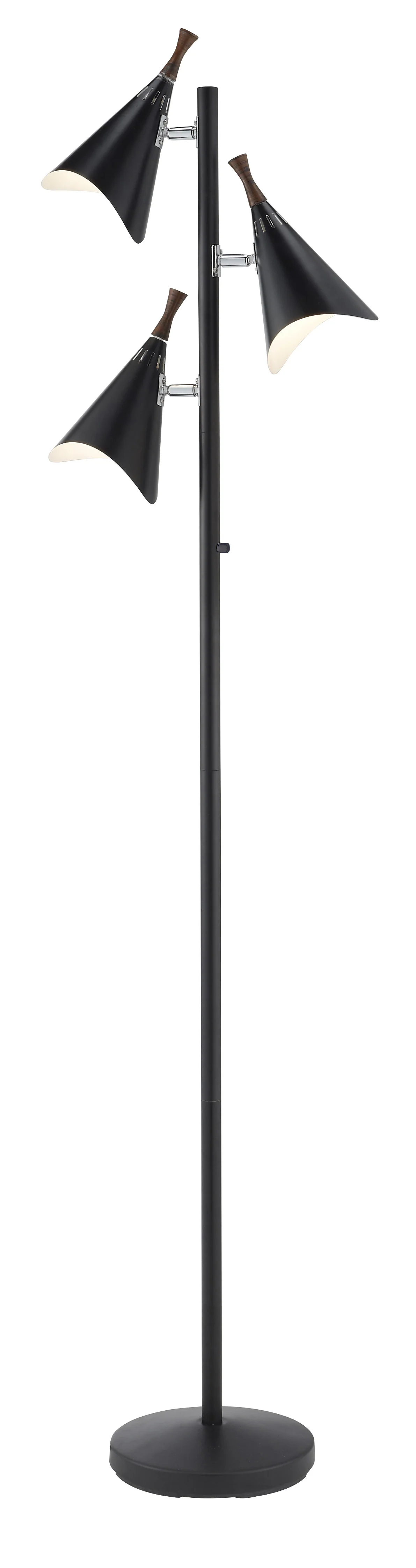 Three Light Floor Lamp in Matte Black Metal By Homeroots - Image 2
