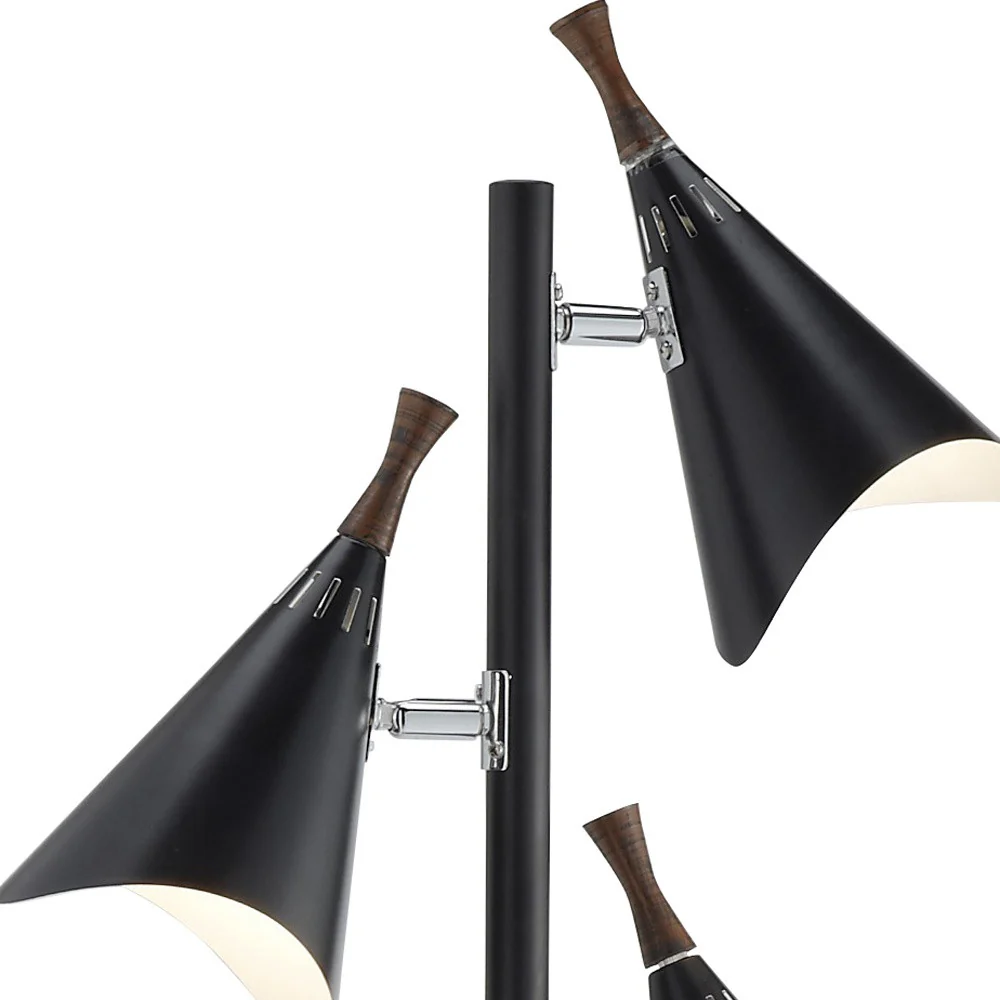 Three Light Floor Lamp in Matte Black Metal By Homeroots - Image 4