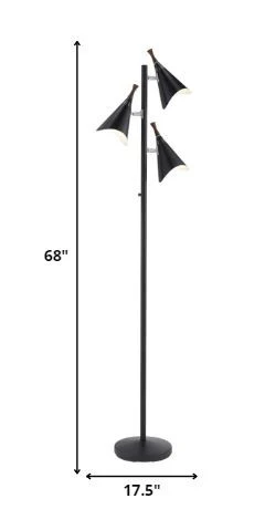 Three Light Floor Lamp in Matte Black Metal By Homeroots - Image 6