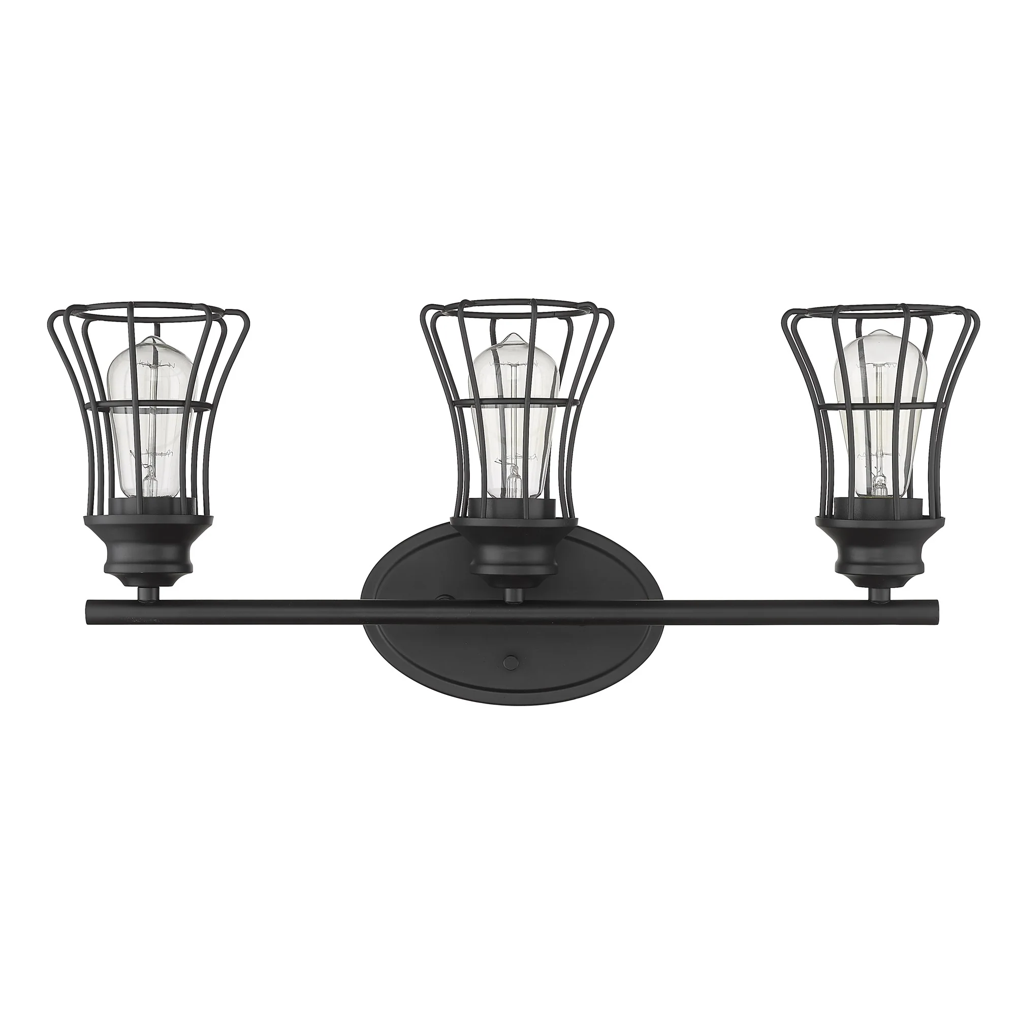 Three Light Matte Black Cage Wall Sconce By Homeroots - Image 3