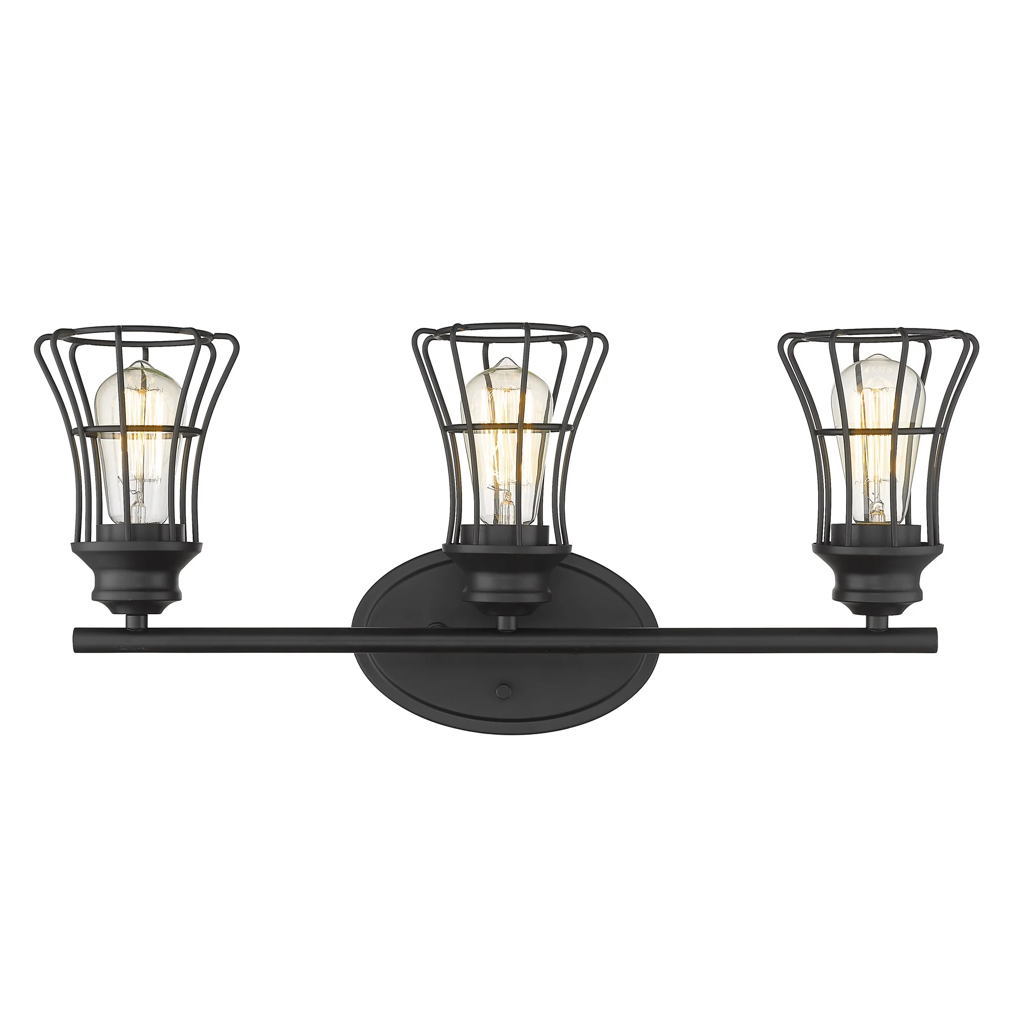Three Light Matte Black Cage Wall Sconce By Homeroots - Image 4
