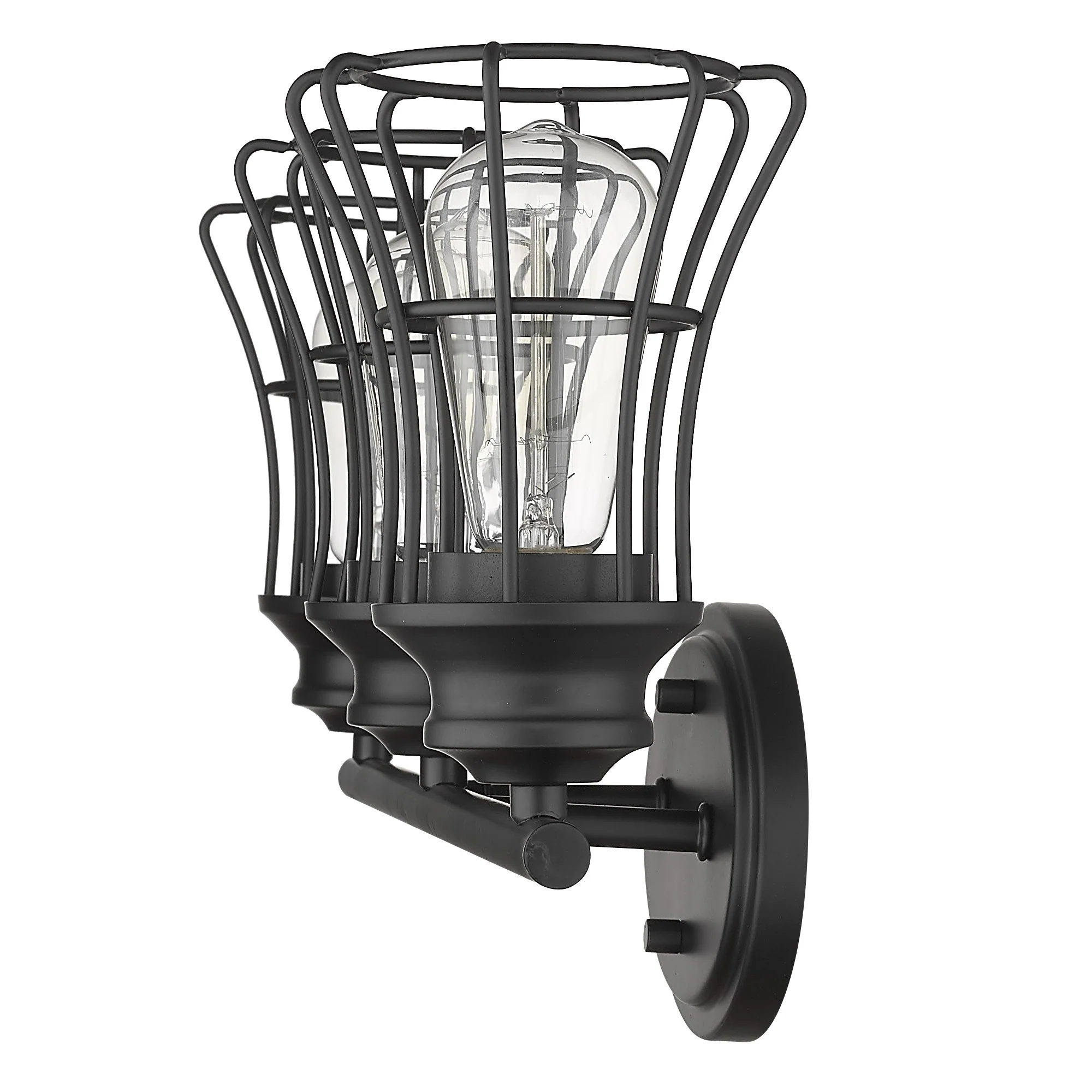 Three Light Matte Black Cage Wall Sconce By Homeroots - Image 5