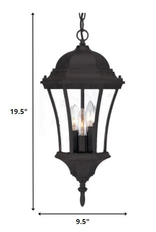 Three Light Matte Black Carousel Lantern Hanging Light By Homeroots - Image 2