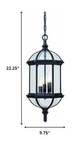 Three Light Matte Black Eastern Lantern Hanging Light By Homeroots - Image 2