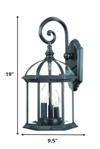 Three Light Matte Black Eastern Lantern Wall Light By Homeroots - Image 2