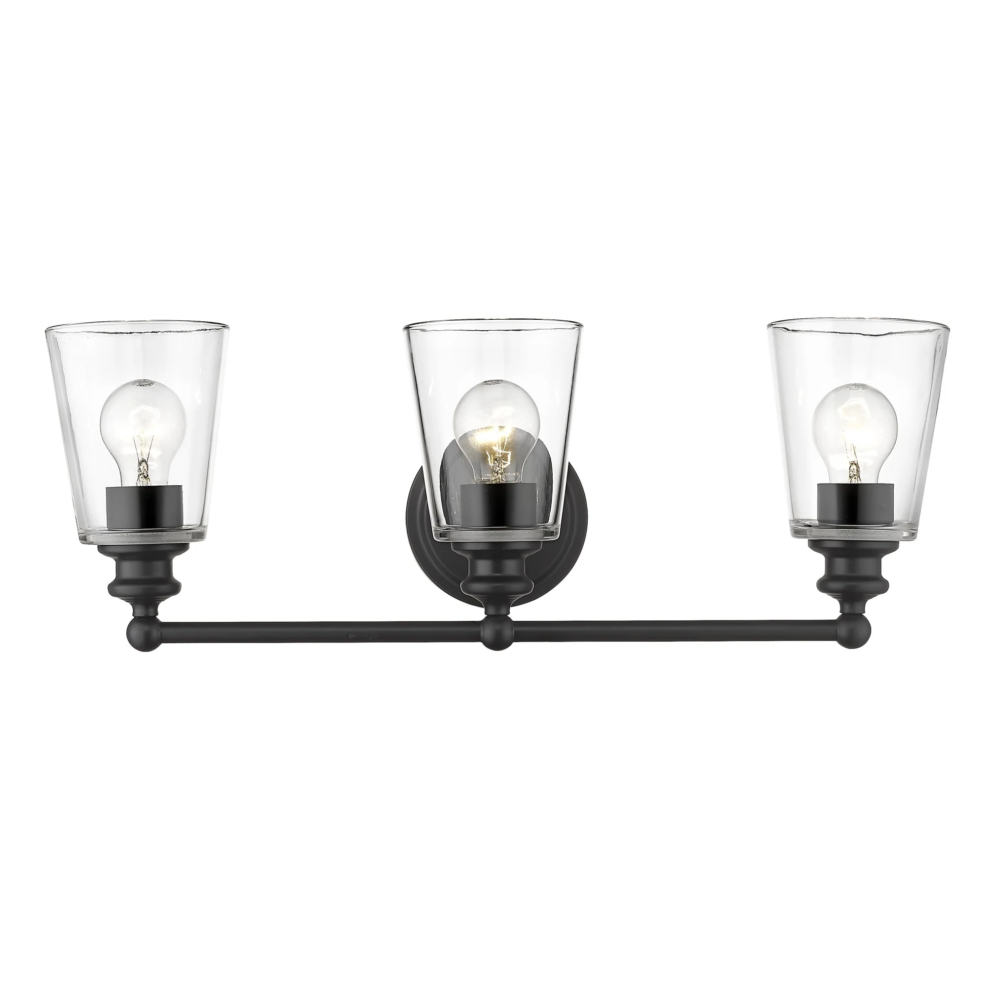 Three Light Matte Black Glass Shade Wall Sconce By Homeroots - Image 4