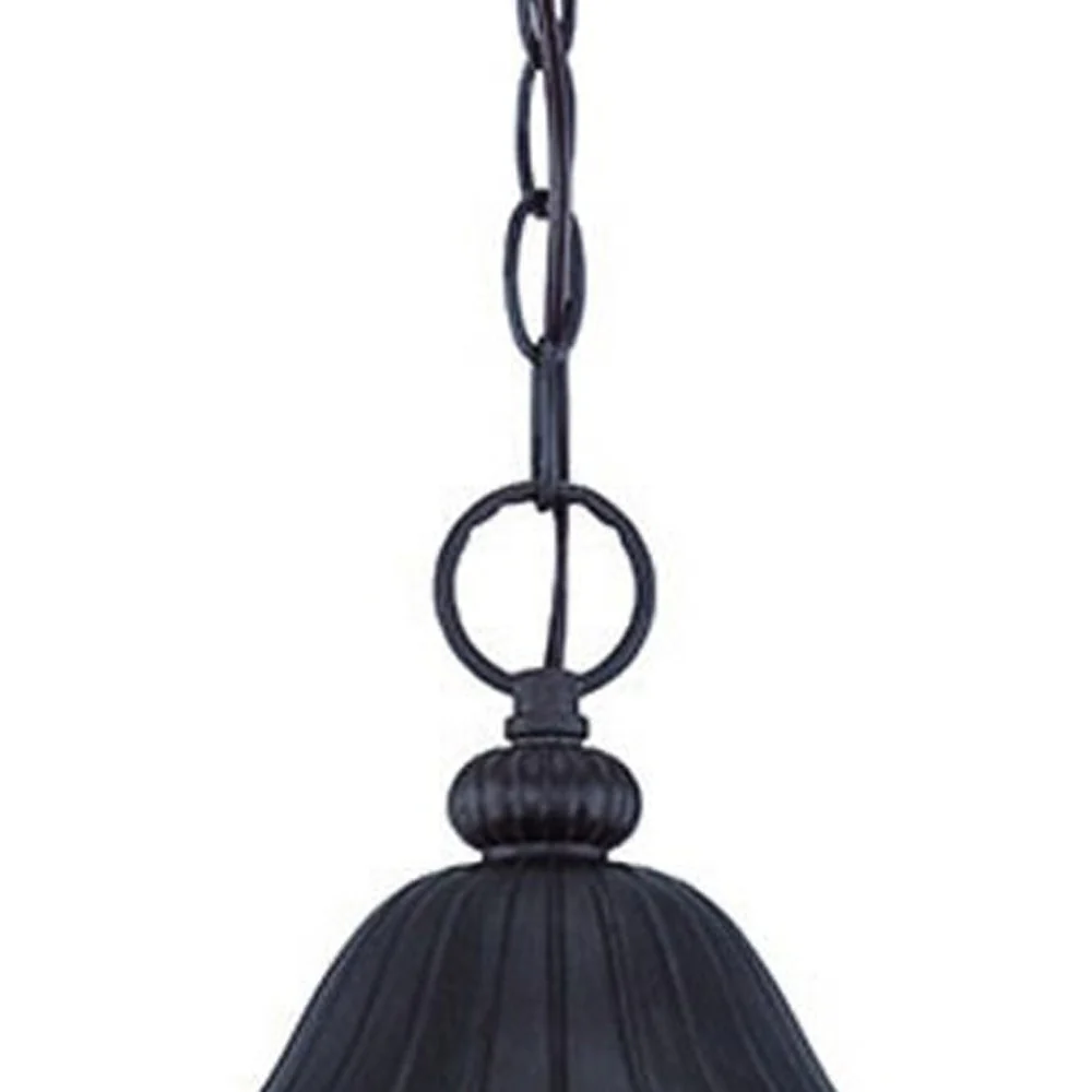 Three Light Matte Black Leaf Detail Hanging Light By Homeroots - Image 3