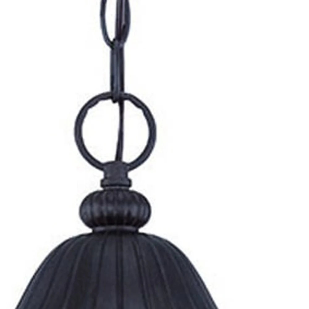 Three Light Matte Black Leaf Detail Hanging Light By Homeroots - Image 4