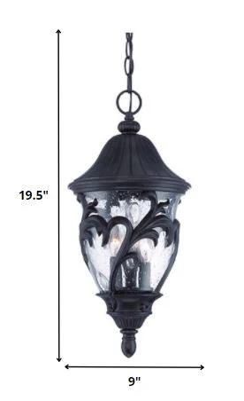 Three Light Matte Black Leaf Detail Hanging Light By Homeroots - Image 5