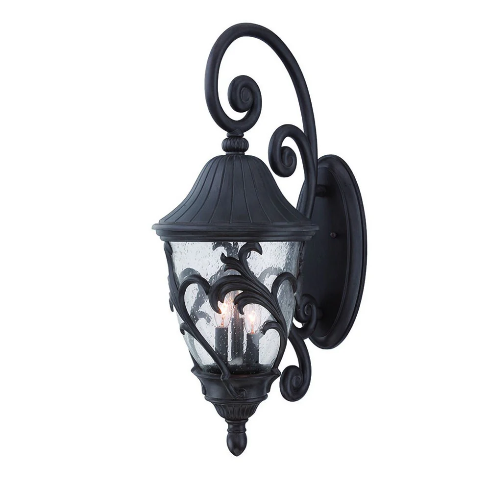 Three Light Matte Black Leaf Detail Wall Light By Homeroots - Image 2