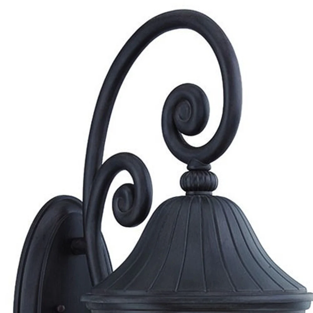 Three Light Matte Black Leaf Detail Wall Light By Homeroots - Image 3