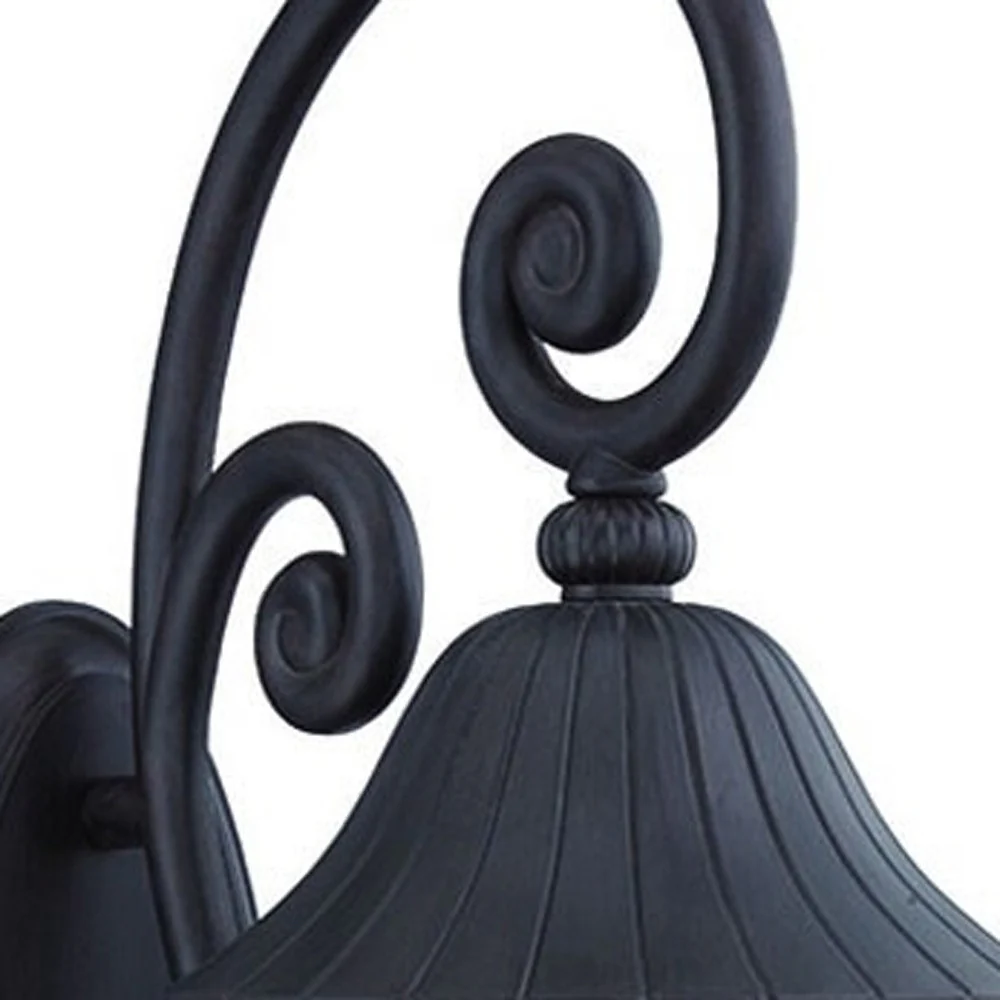 Three Light Matte Black Leaf Detail Wall Light By Homeroots - Image 4