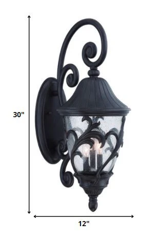 Three Light Matte Black Leaf Detail Wall Light By Homeroots - Image 5