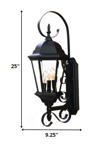Three Light Matte Black Swing Arm Lantern Wall Light By Homeroots - Image 2