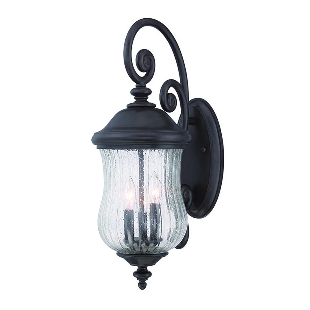 Three Light Matte Black Urn Shaped Wall Light By Homeroots - Image 2