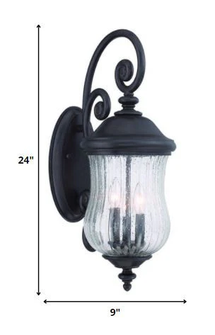 Three Light Matte Black Urn Shaped Wall Light By Homeroots - Image 5