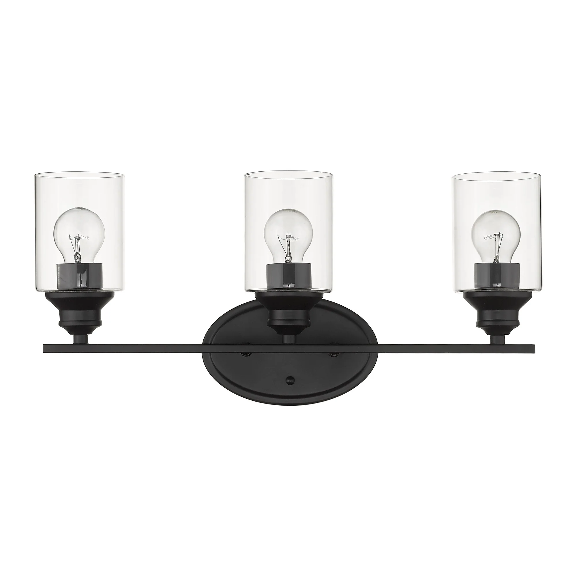 Three Light Matte Black Wall Light with Clear Glass Shade By Homeroots - Image 3