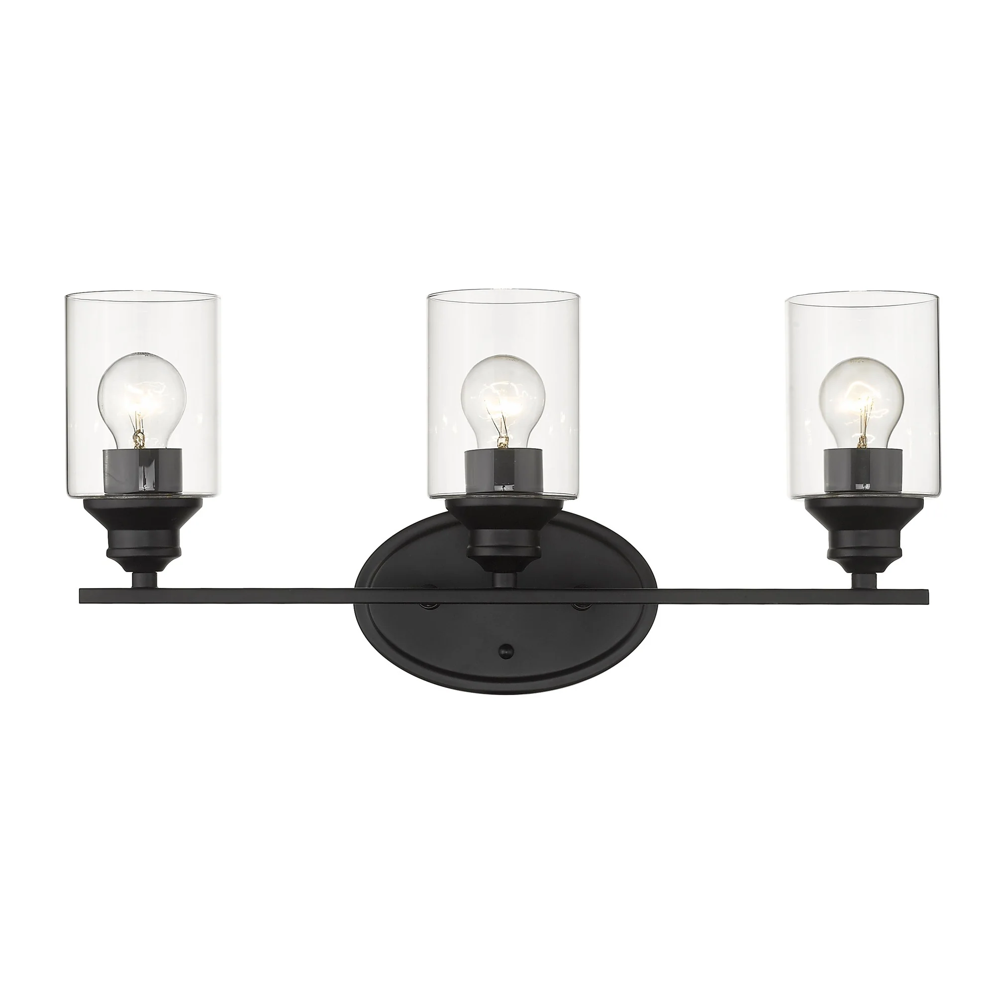 Three Light Matte Black Wall Light with Clear Glass Shade By Homeroots - Image 4