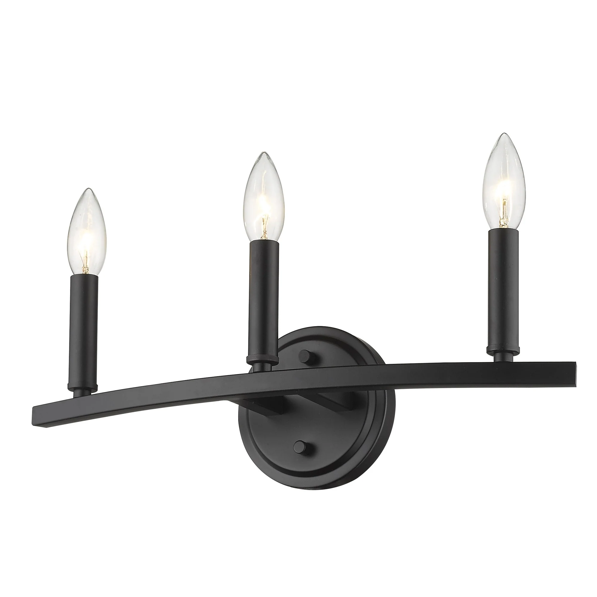 Three Light Matte Black Wall Sconce By Homeroots - Image 2