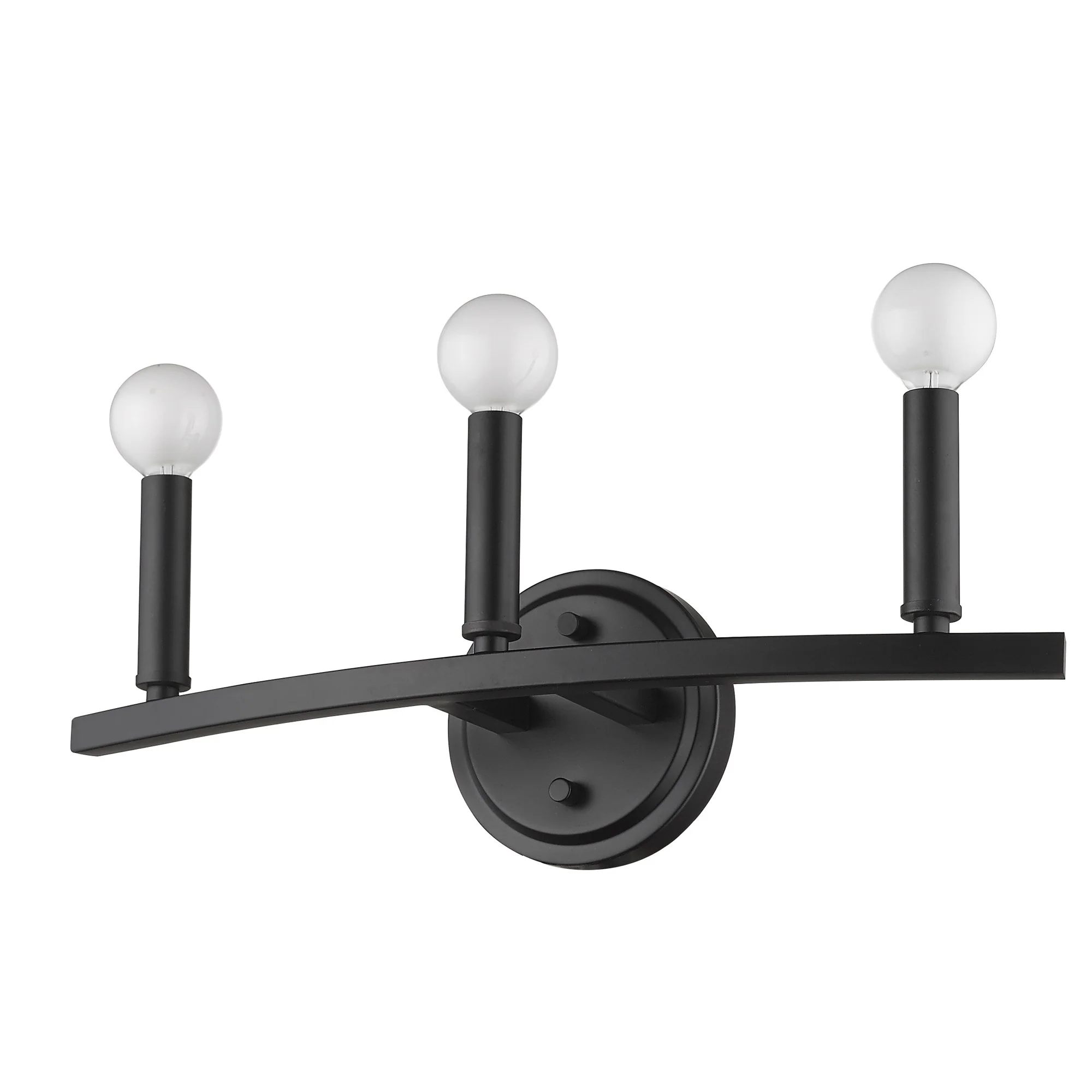 Three Light Matte Black Wall Sconce By Homeroots - Image 3
