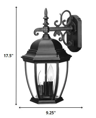 Three Light Matte Black Wide Hanging Lantern Wall Light By Homeroots - Image 2
