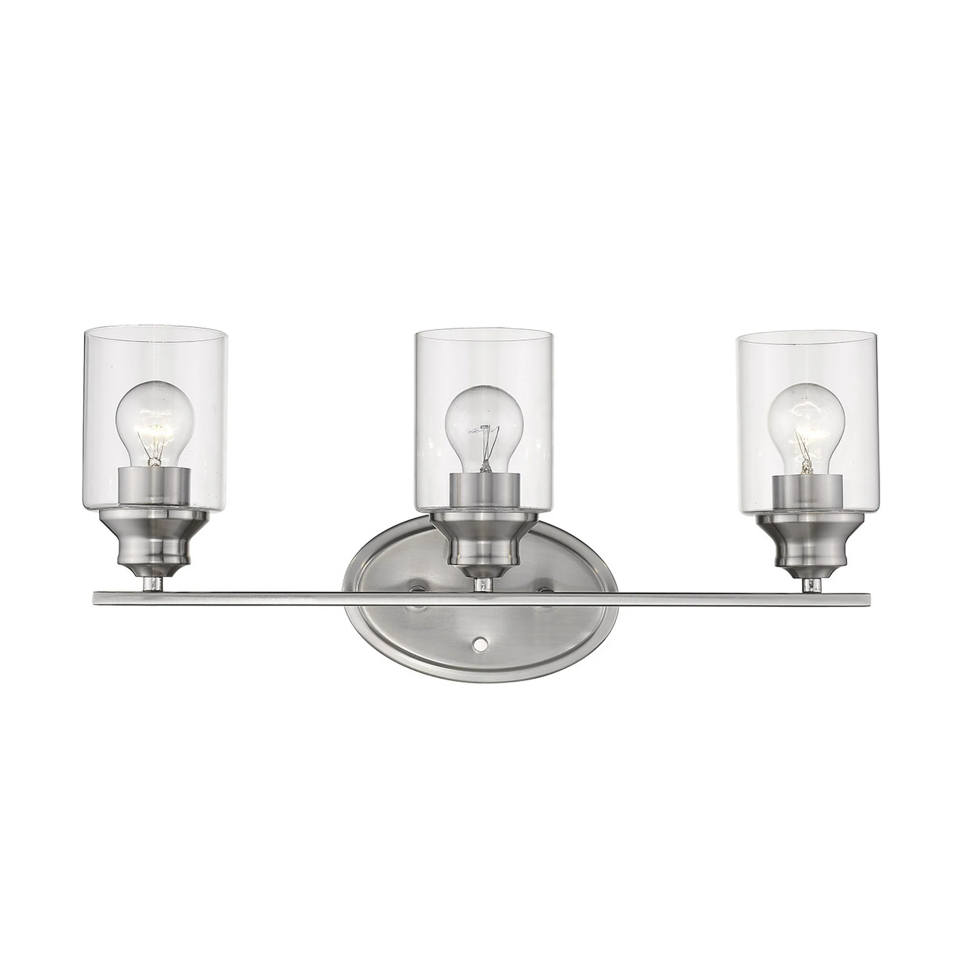 Three Light Silver Wall Light with Clear Glass Shade By Homeroots - Image 2