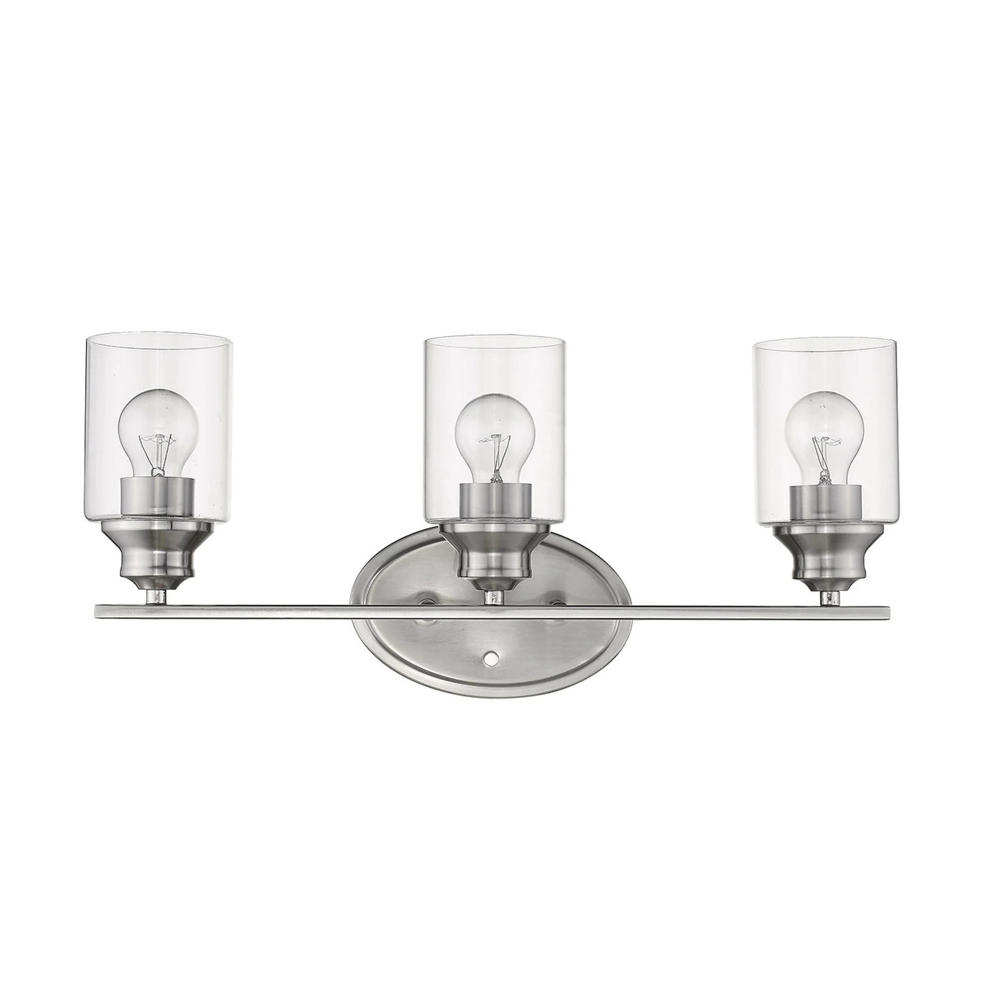 Three Light Silver Wall Light with Clear Glass Shade By Homeroots - Image 3