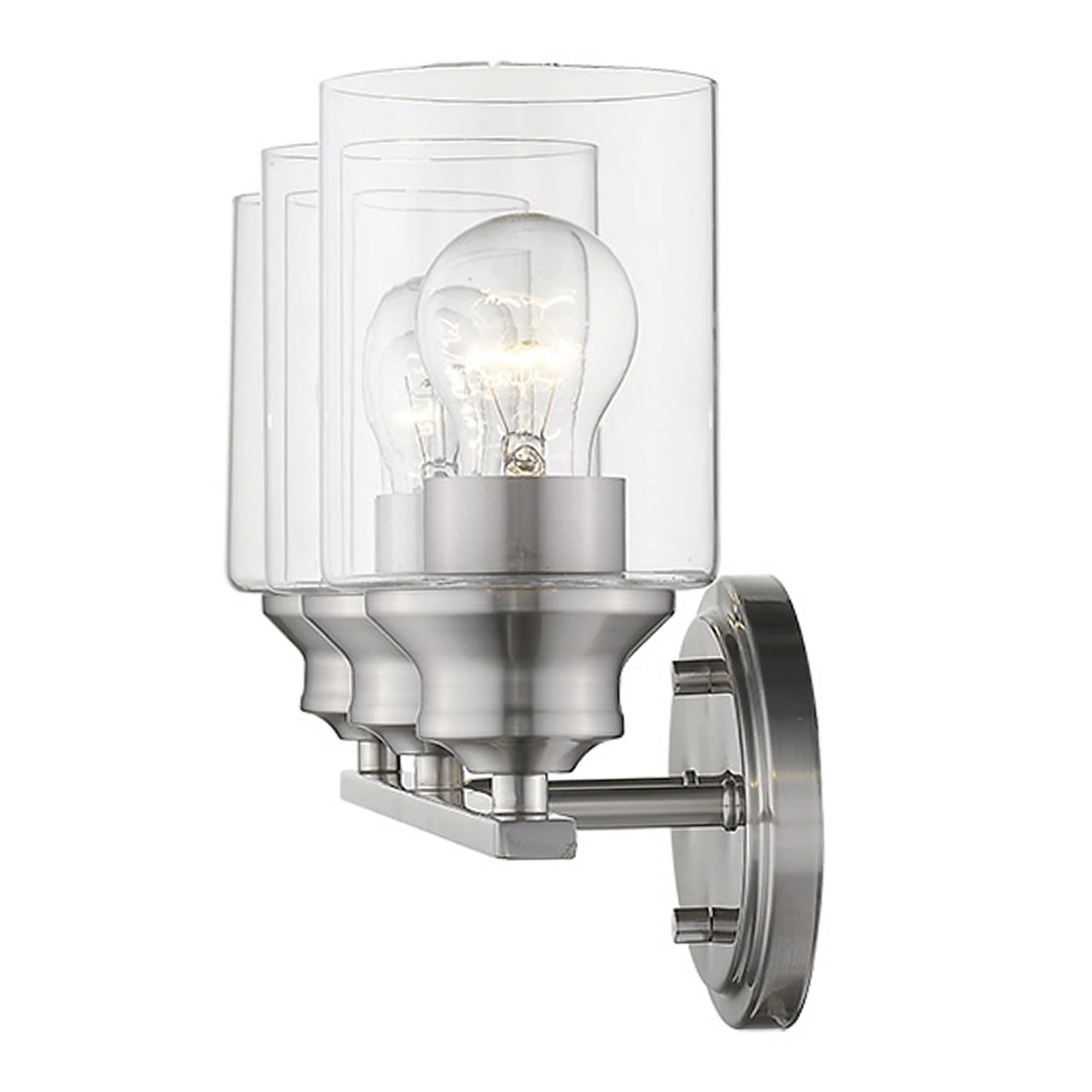 Three Light Silver Wall Light with Clear Glass Shade By Homeroots - Image 4