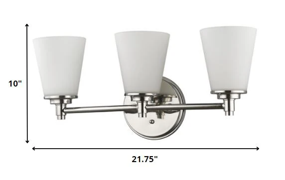Three Light Silver Wall Light with Frosted Glass Shade By Homeroots - Image 2