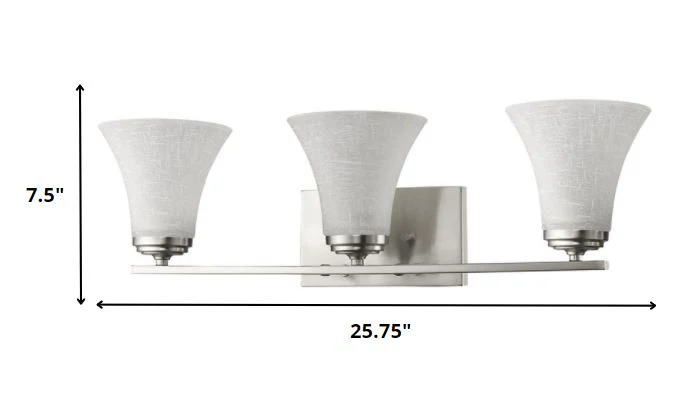 Three Light Silver Wall Light with Tapered Glass Shade By Homeroots - Image 2