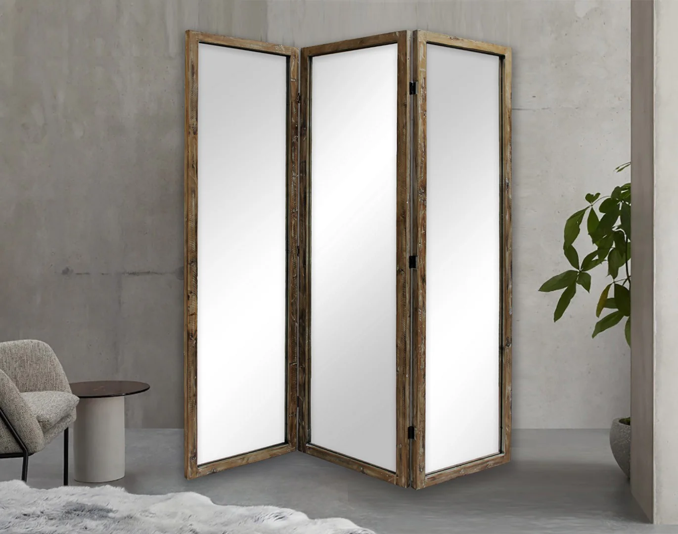 Three Panel Natural Zig Zag Wood Room Divider Screen By Homeroots - Image 3