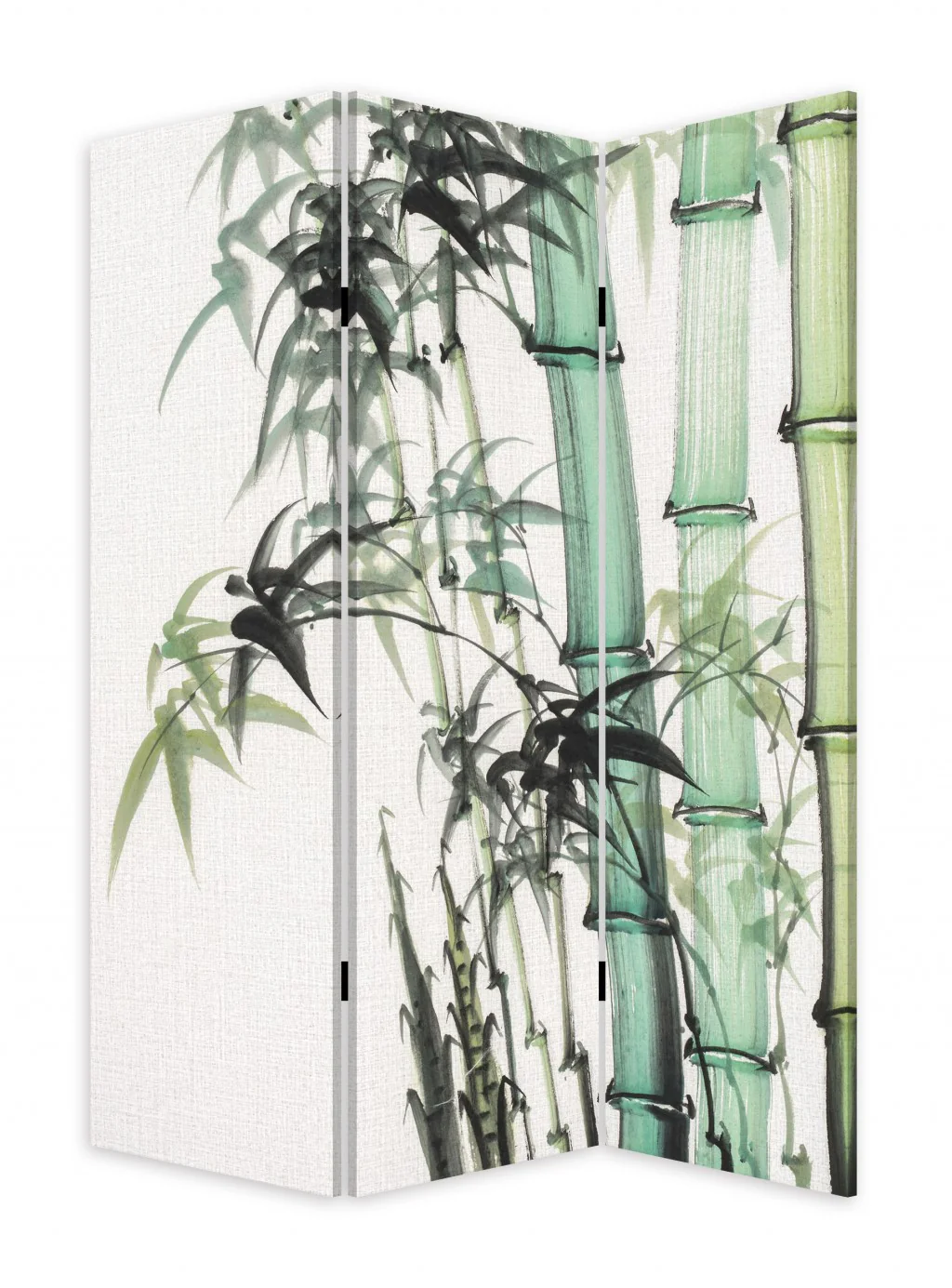 Three Panel Reversible Bamboo Art Room Divider Screen By Homeroots - Image 2