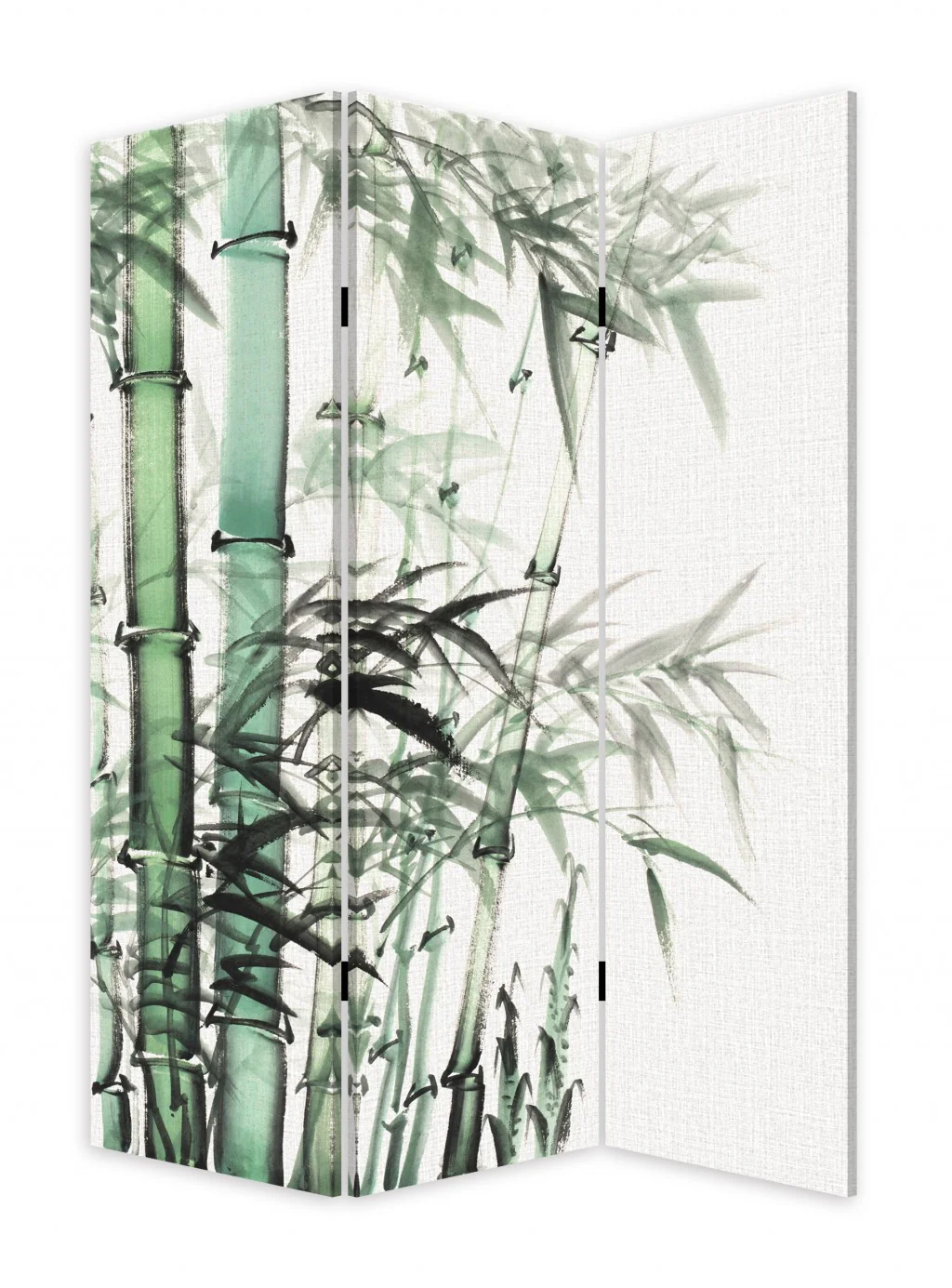 Three Panel Reversible Bamboo Art Room Divider Screen By Homeroots - Image 3