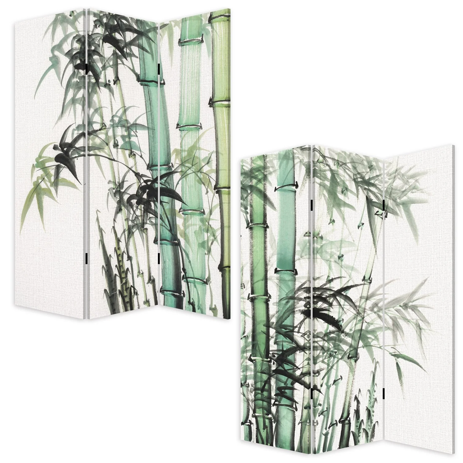 Three Panel Reversible Bamboo Art Room Divider Screen By Homeroots - Image 4