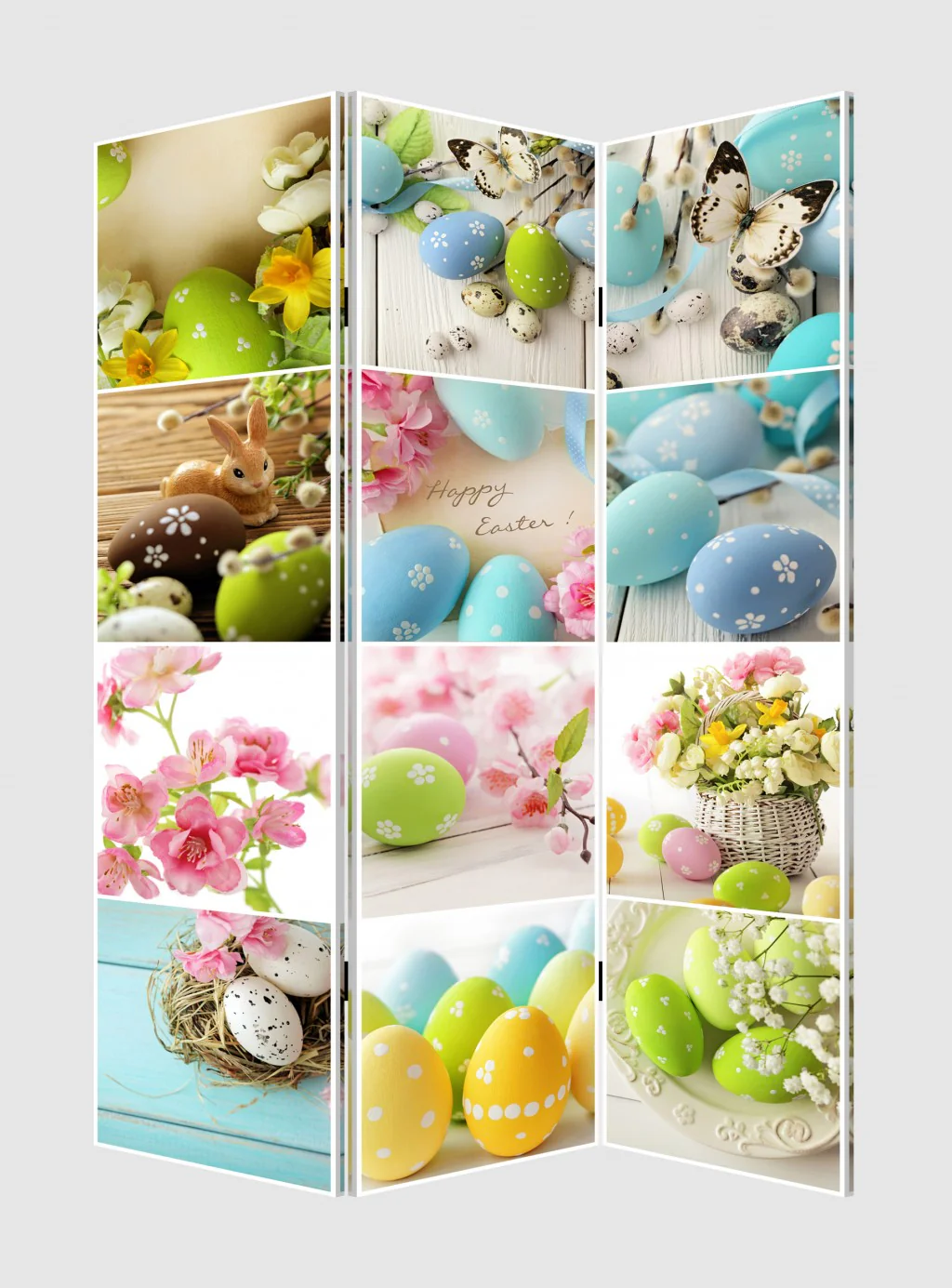 Three Panel Reversible Easter Spring Art Room Divider Screen By Homeroots - Image 2