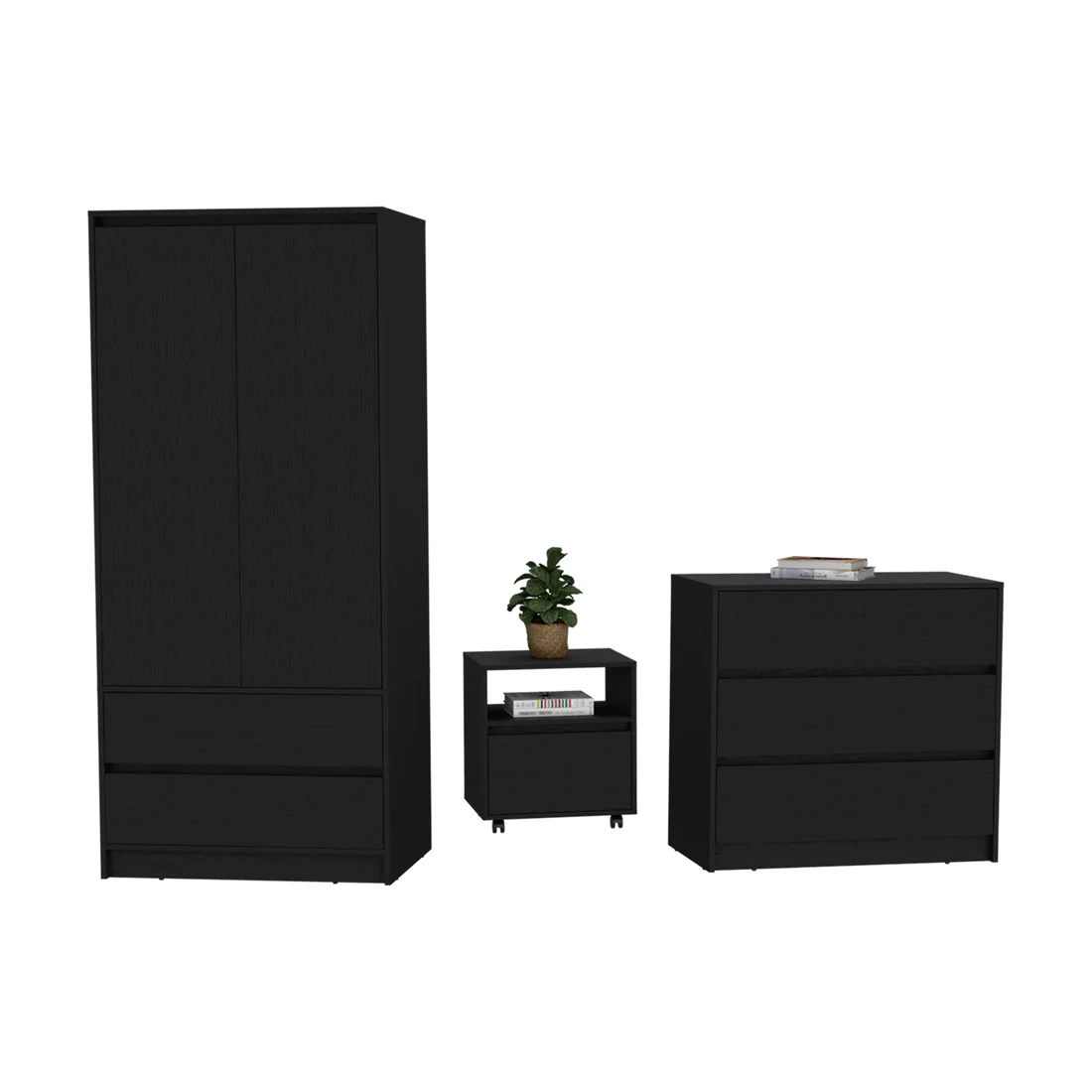 Three Piece Black Bedroom Set By Homeroots - Image 3