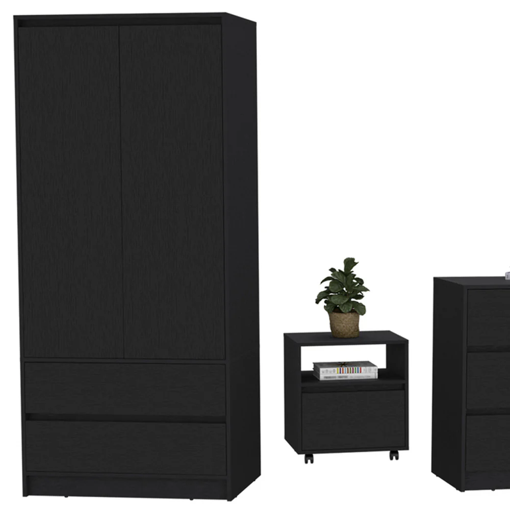 Three Piece Black Bedroom Set By Homeroots - Image 5