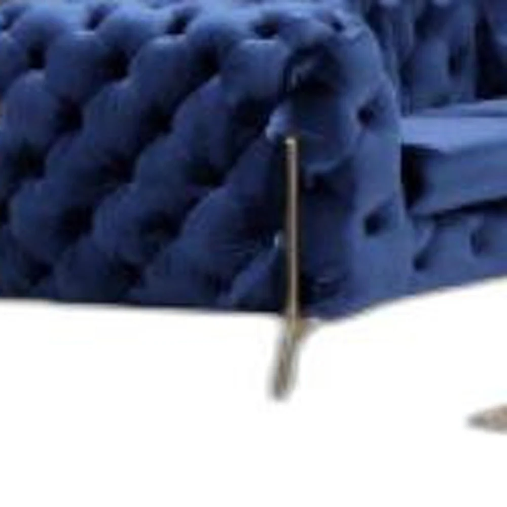 Three Piece Blue Velvet Six Person Seating Set By Homeroots - Image 5