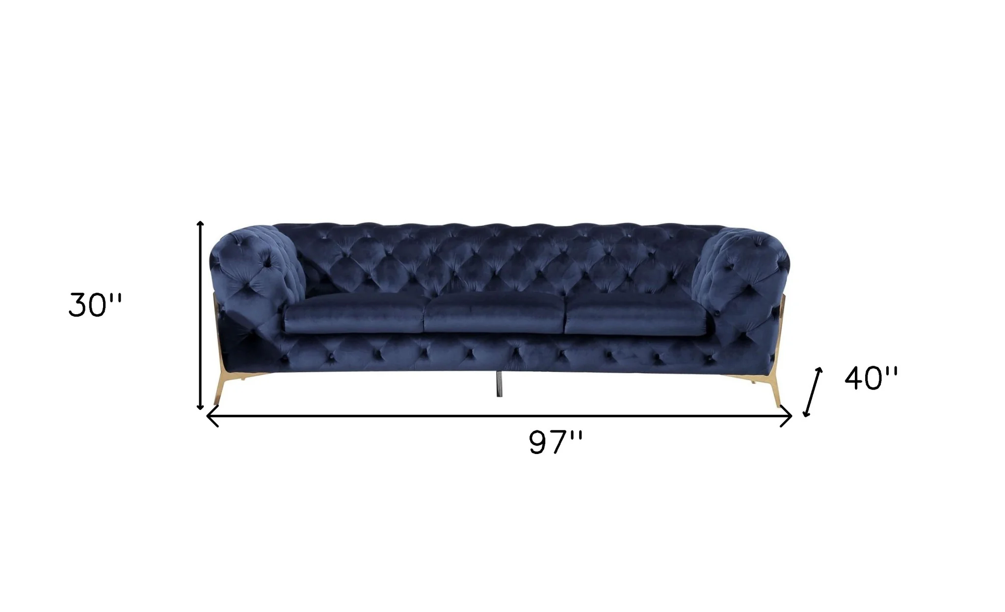 Three Piece Blue Velvet Six Person Seating Set By Homeroots - Image 7