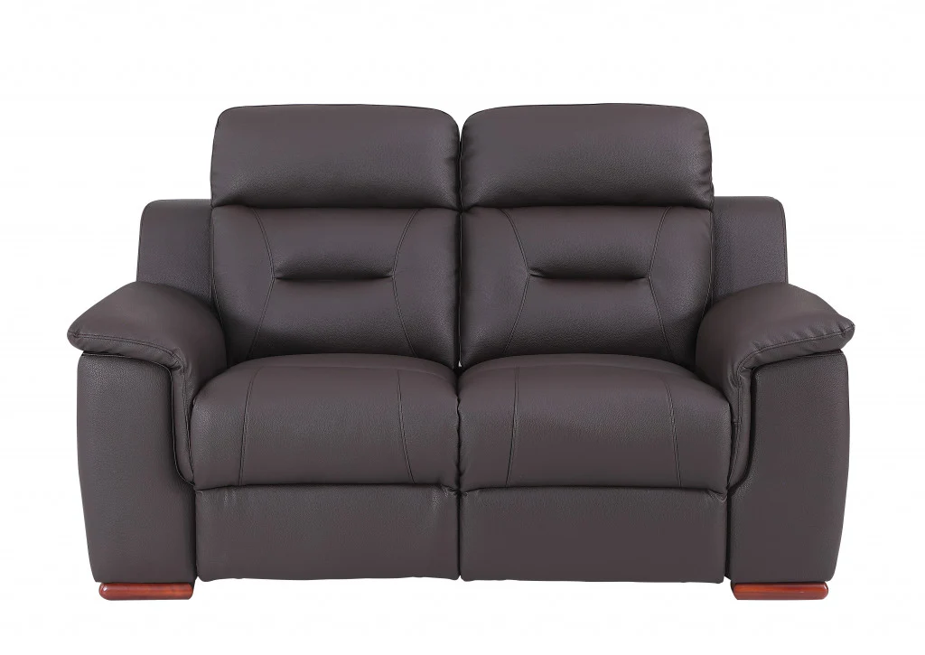 Three Piece Brown Leather Match Six Person Seating Set By Homeroots - Image 2