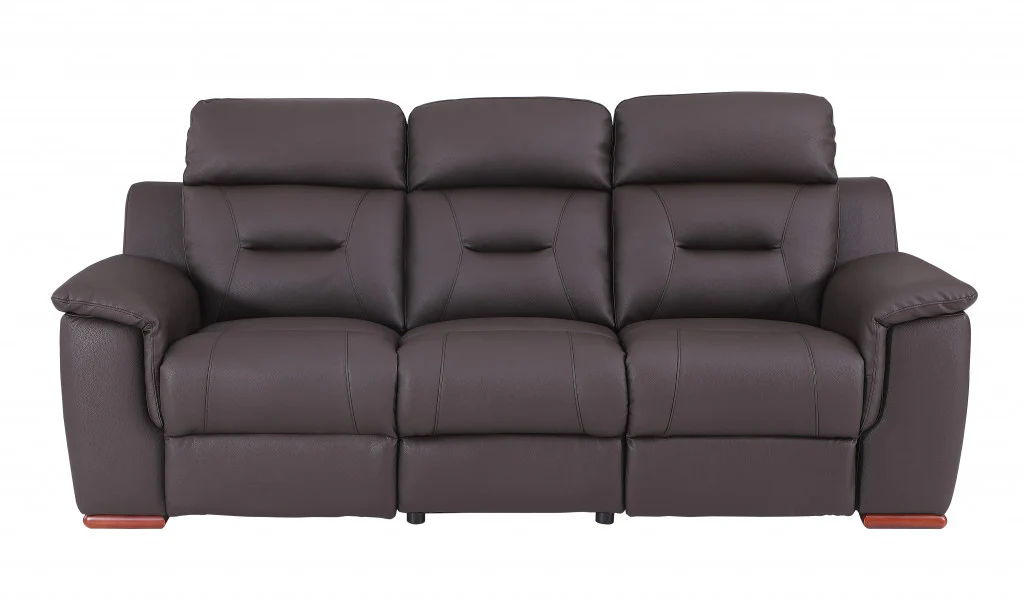 Three Piece Brown Leather Match Six Person Seating Set By Homeroots - Image 3