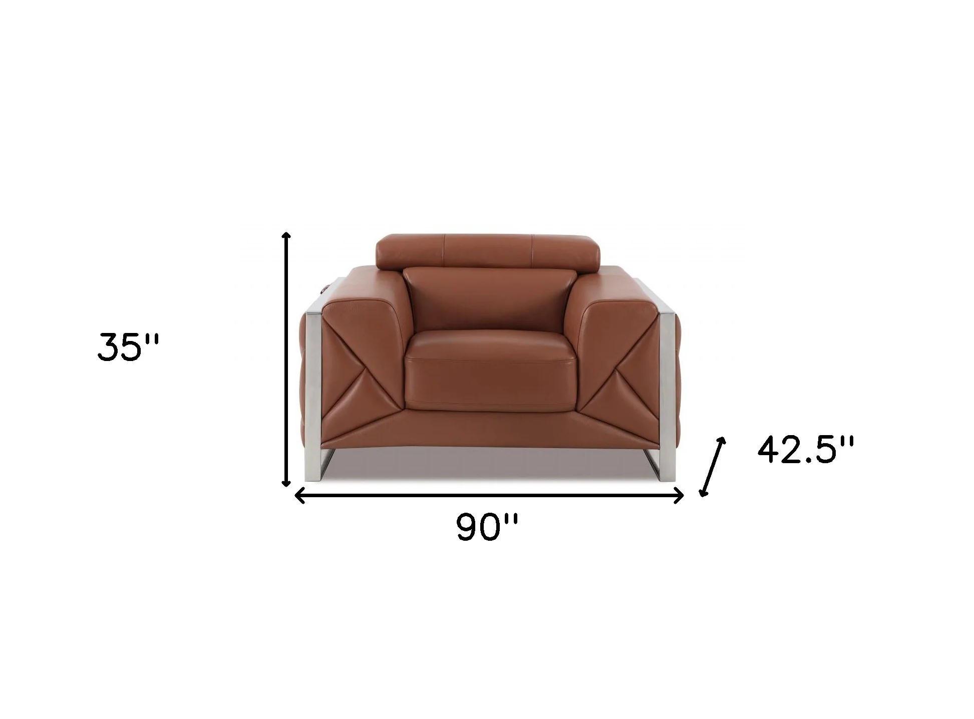 Three Piece Camel Italian Leather Six Person Seating Set By Homeroots - Image 7