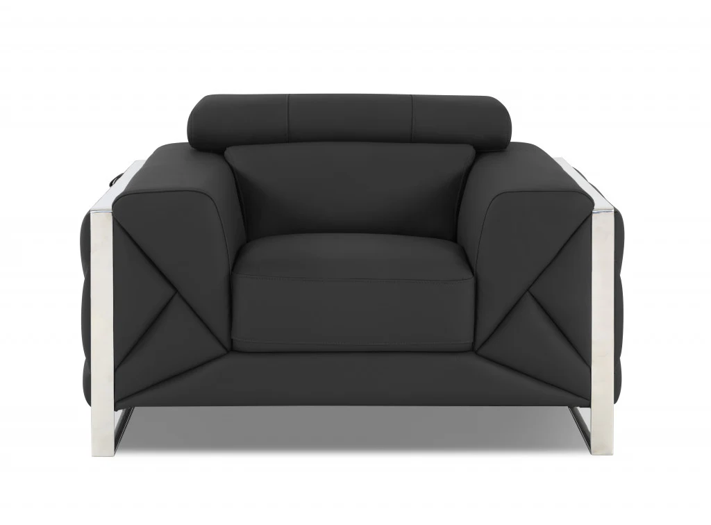 Three Piece Dark Gray Italian Leather Six Person Seating Set By Homeroots - Image 3