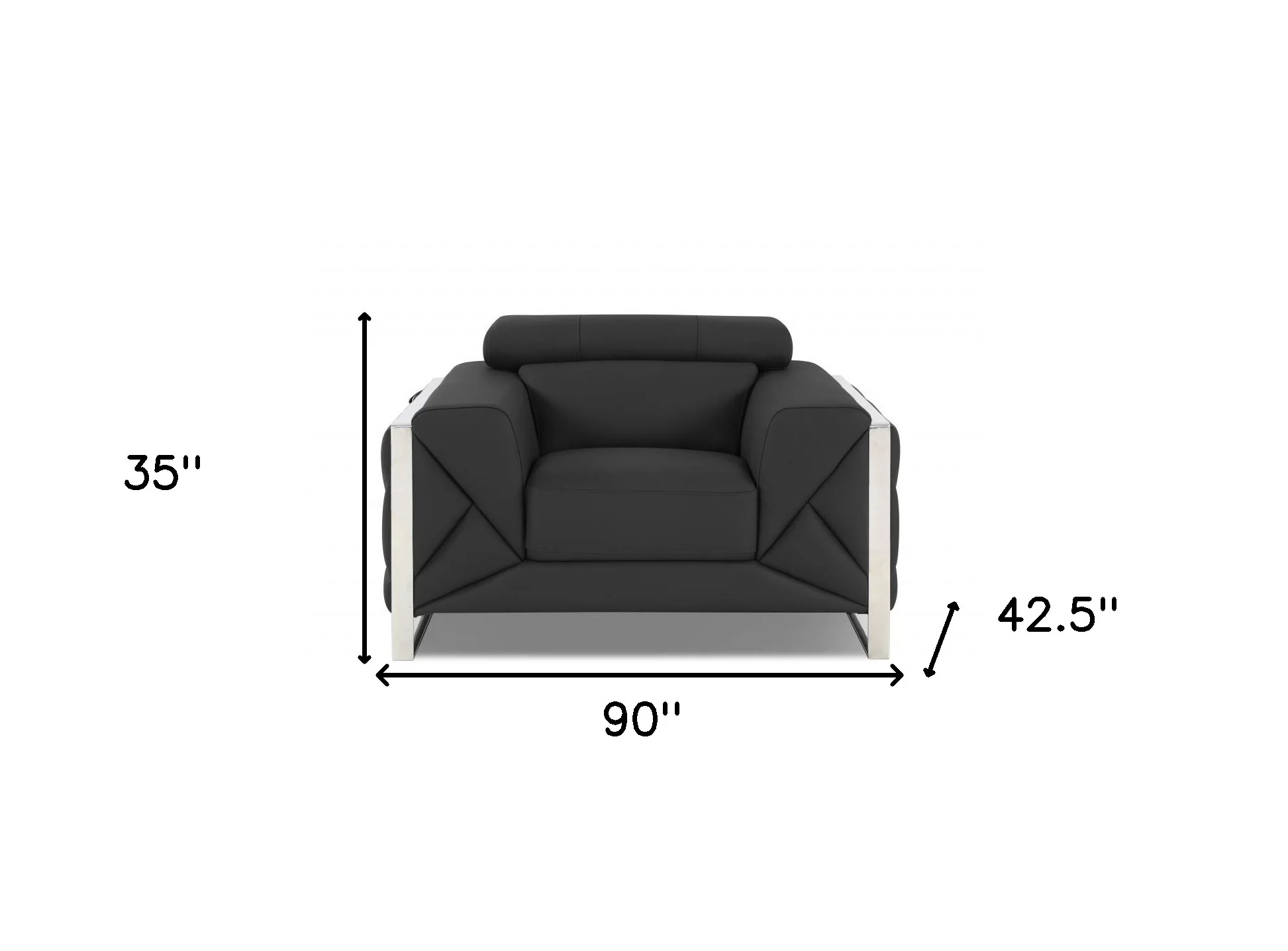 Three Piece Dark Gray Italian Leather Six Person Seating Set By Homeroots - Image 7