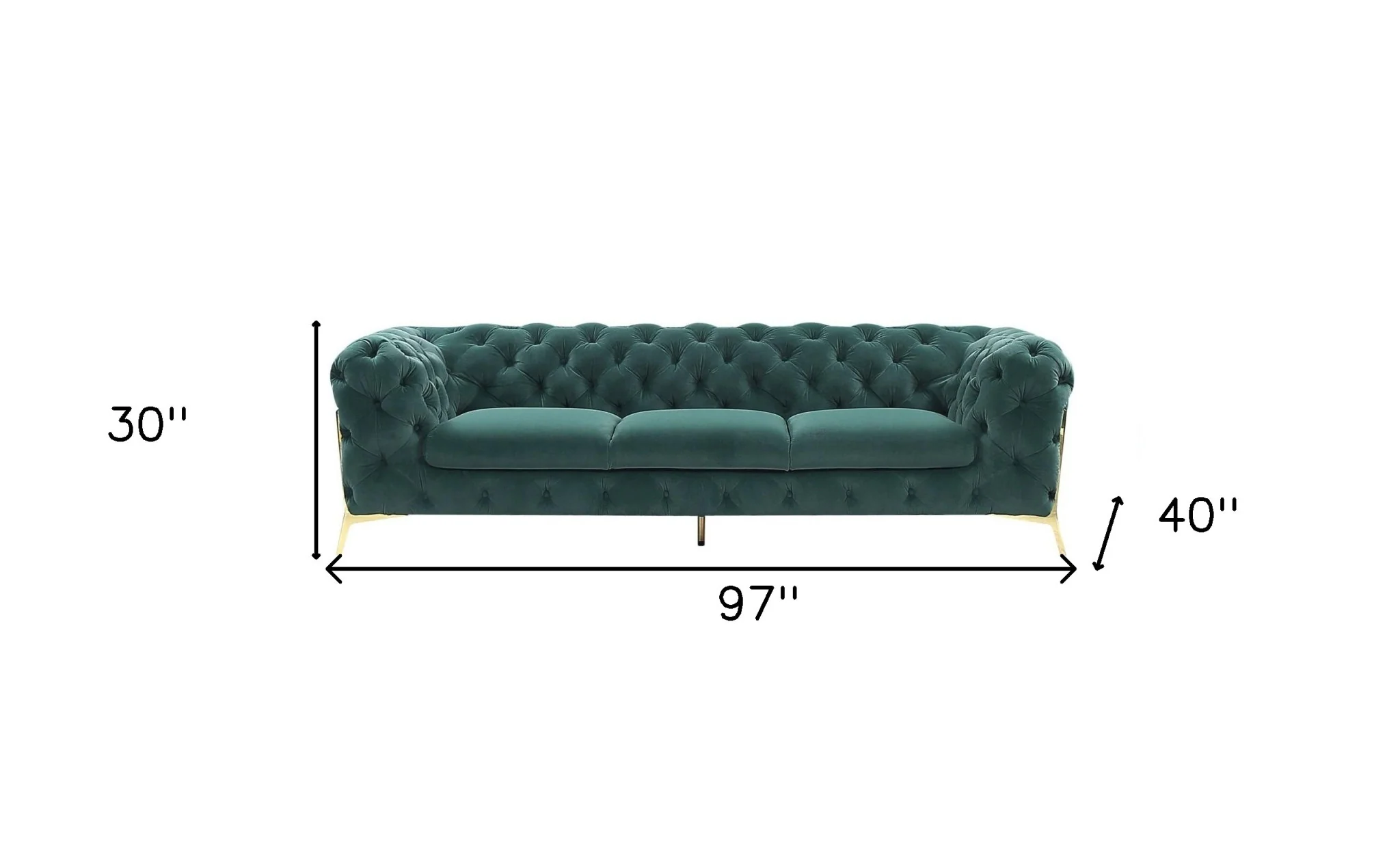 Three Piece Green Velvet Six Person Seating Set By Homeroots - Image 7