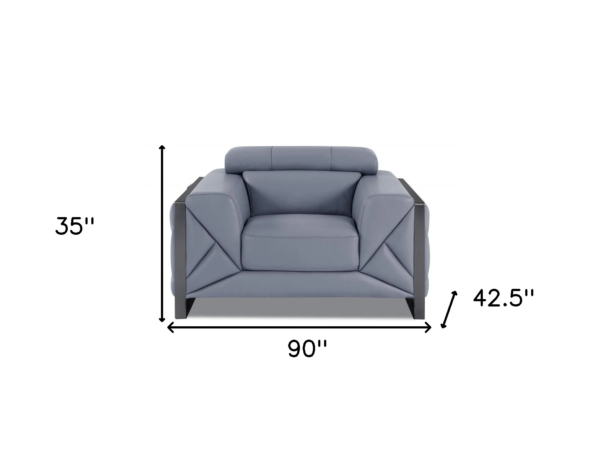 Three Piece Light Blue Italian Leather Six Person Seating Set By Homeroots - Image 7