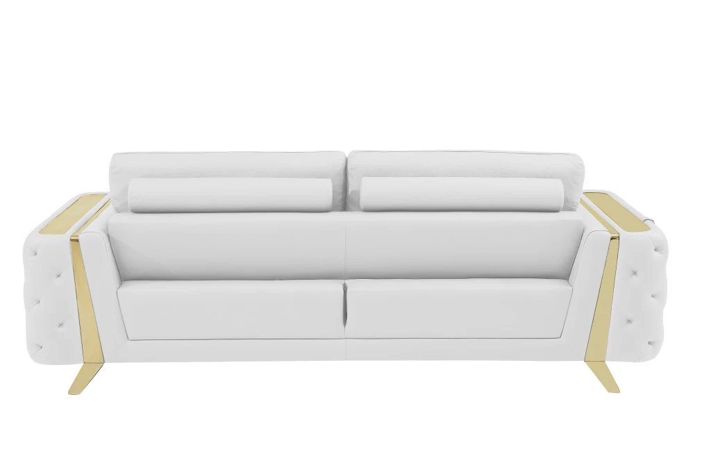 Three Piece White Genuine Leather Six Person Seating Set By Homeroots - Image 2